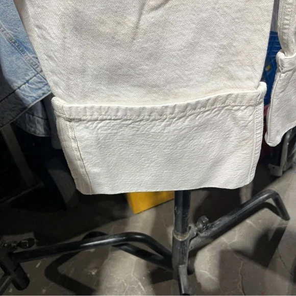 Zara Large Cuff White Denim Pant - Picture 3 of 4